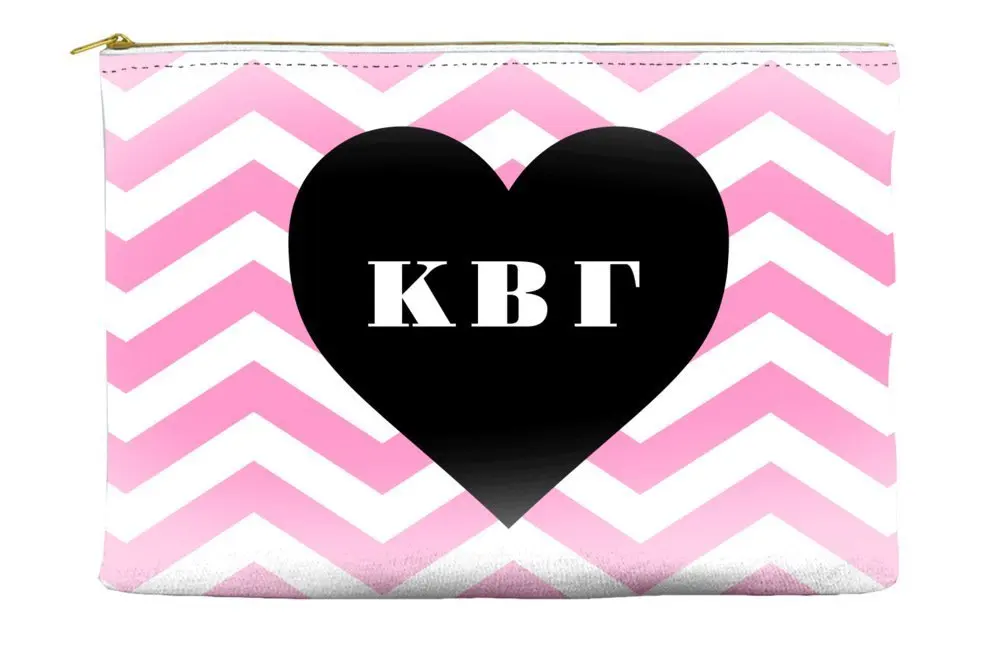 Kappa Beta Gamma Chevron Heart Pink Cosmetic Accessory Pouch Bag for Makeup Jewelry & other Essentials