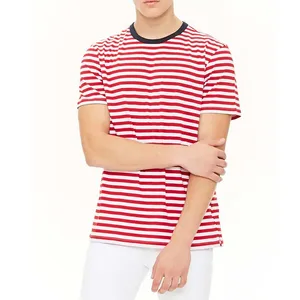 This is default title clothing factory men casual fit round neck cotton stripe t shirt
