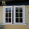 White aluminium swing out temper glass double pane european style windows with grill design for philippines