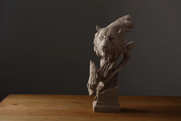 Sandstone American Creative Home Jewelry Decoration Tiger Head Sculpture Office Decoration 