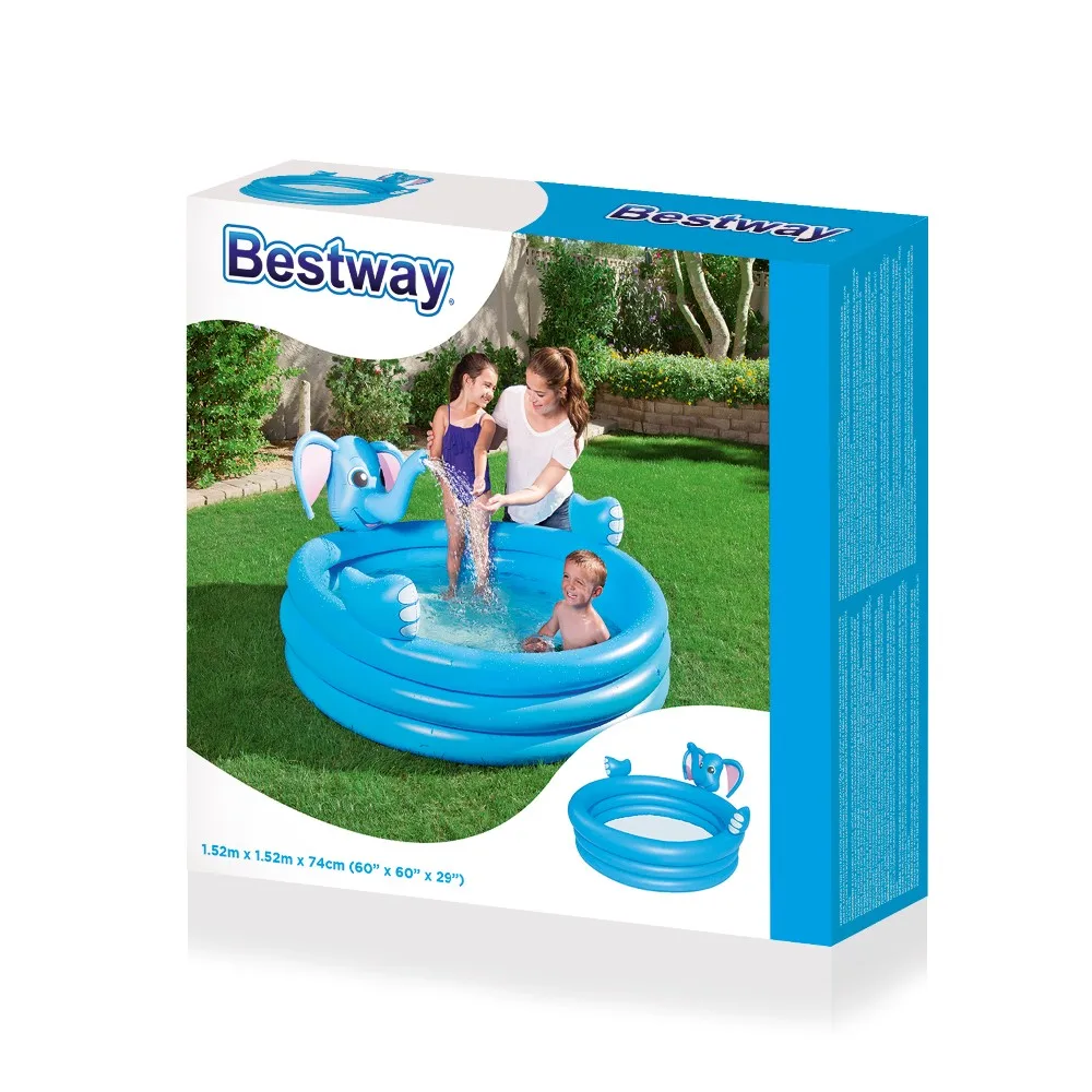 Bestway Inflatable 3ring Elephant Spray Pool Toys 1.52mx1.52mx74cm