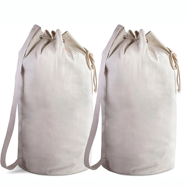 Travel Large Drawstring Cotton Canvas Laundry Bag With Shoulder Travel Large Drawstring Cotton Canvas