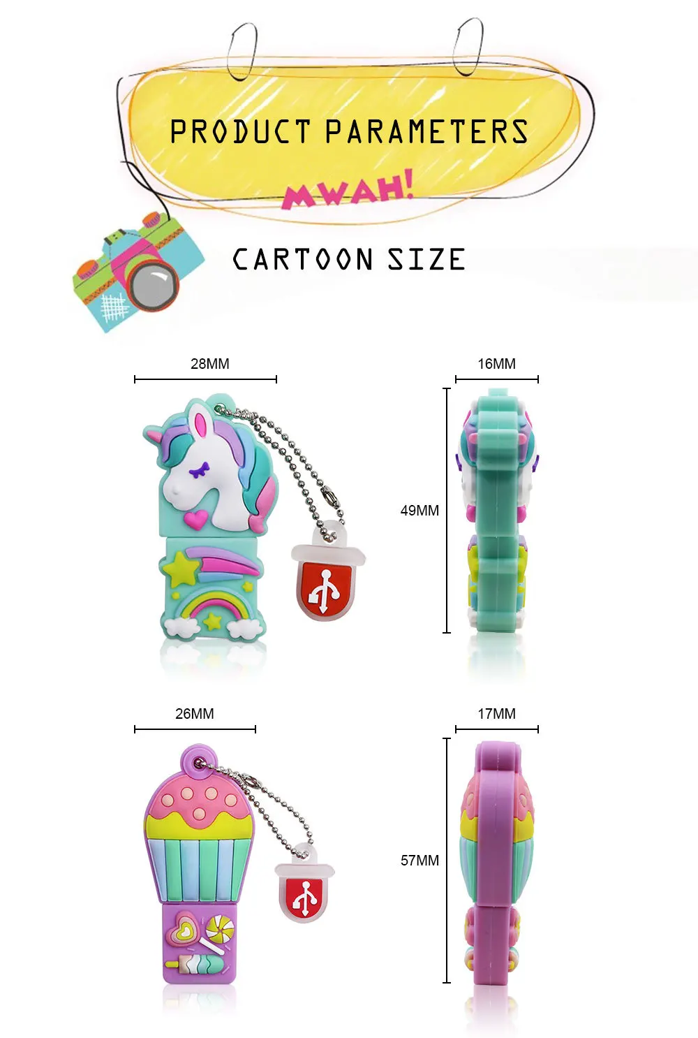 Fancy Kids Cartoon USB Flash Drive Movie Character Horse Animal Pendrive USB Stick For School Promotion Gift - ANKUX.COM