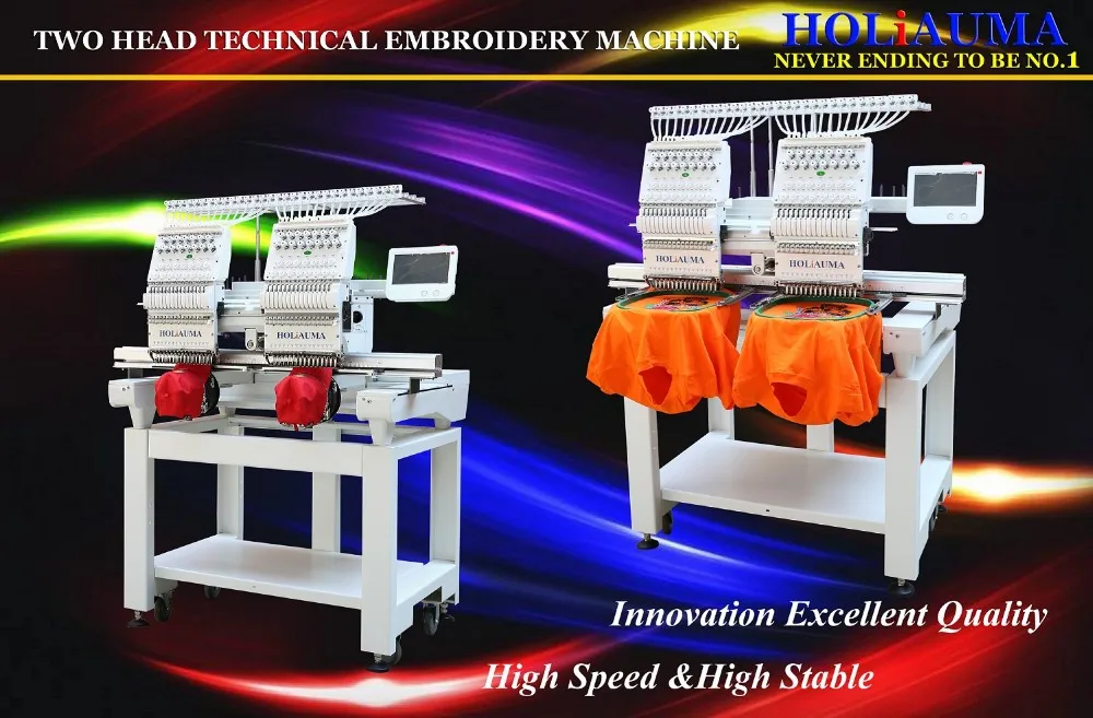 Custom Embroidery T Shirt Embroidery Machine 2 Heads For Cap And T