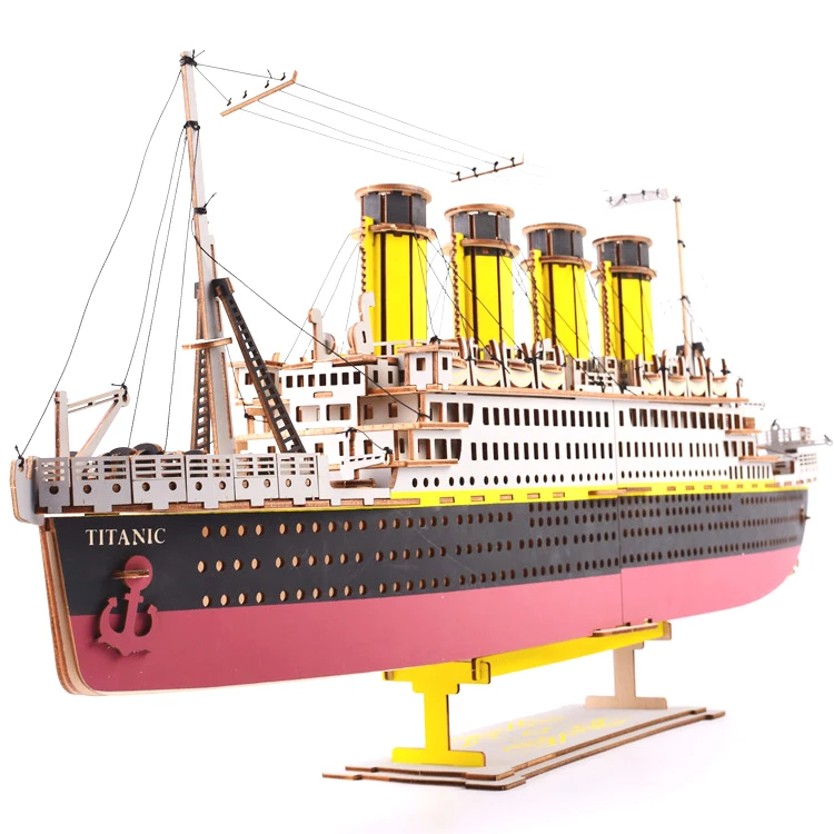 Wholesale New-Land Large Wooden Puzzle Titanic 3D Puzzle Model for Adult  From 