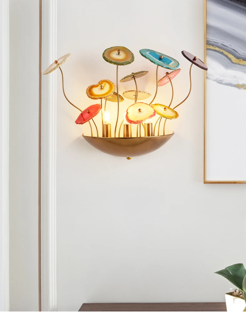 art indoor coffee shop Modern Fancy  exterior decorative wall lights  agate colorful wall lamp