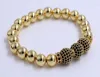 Brand Stainless Steel Men Bracelets, Pave Setting Black CZ Beads Branding Macrame Bracelet For Men & Women Jewelry