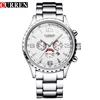 Curren 8056 Men's Watches Classic Black / Silver Steel Band Quartz Analog Wrist Watch with Date for Man