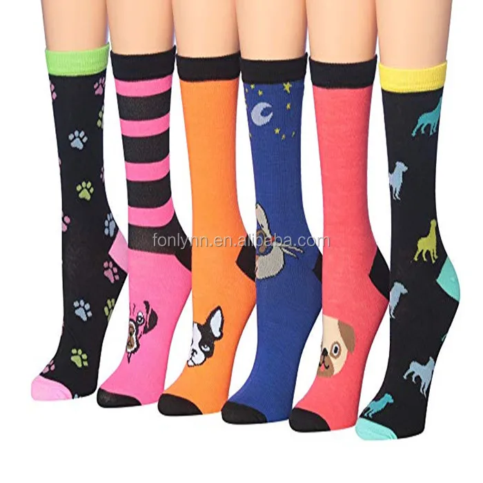 Women's dresses knitted cartoon character panda cat socks