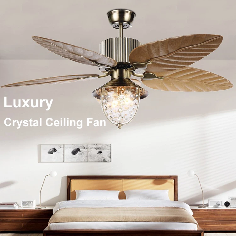 Western Housing Chandelier Lamp Fan Crystal Controller Ceiling Fan Lamp With Light
