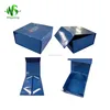 Flat packed royal blue paper box, wine glass bottle box packaging