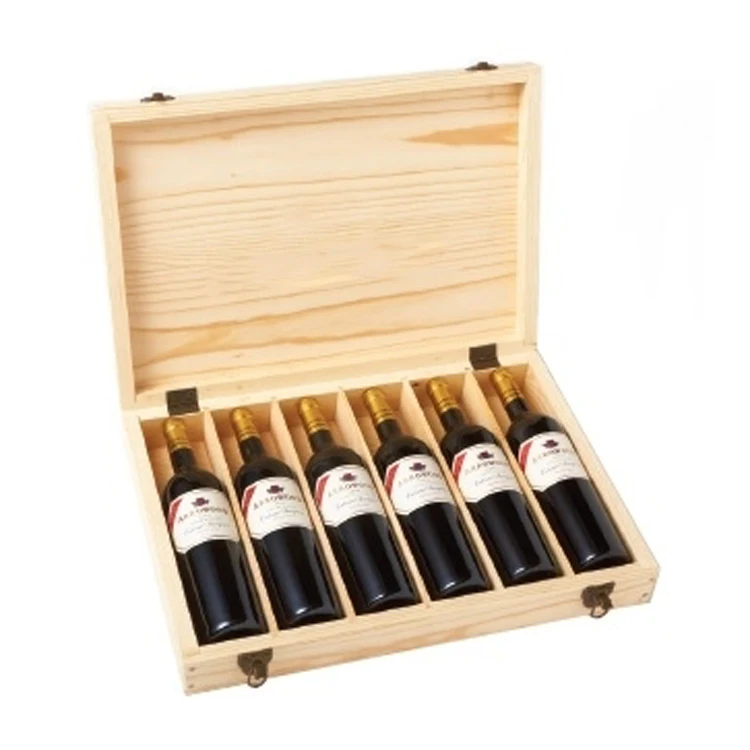 Cheap Unfinished Light Wine Wood Box 6 Bottle /6 Bottle Wood Wine Box ...