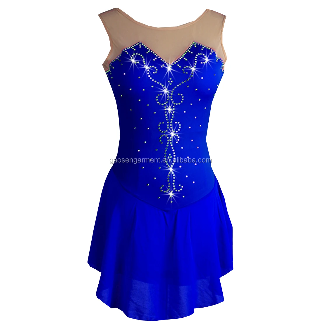 Dark Blue Women's And Girls Performance Figure Skating Dress Rhinestone ...