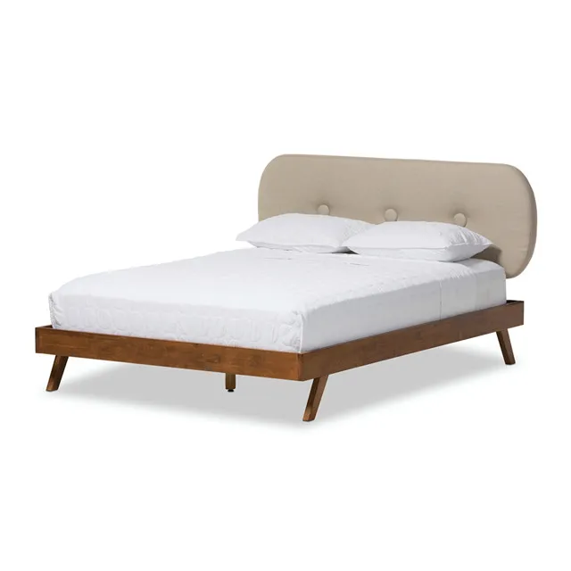 Hot Sale Maharaja Bed OAK Wooden Double Linen Bed Modern Leather Bed