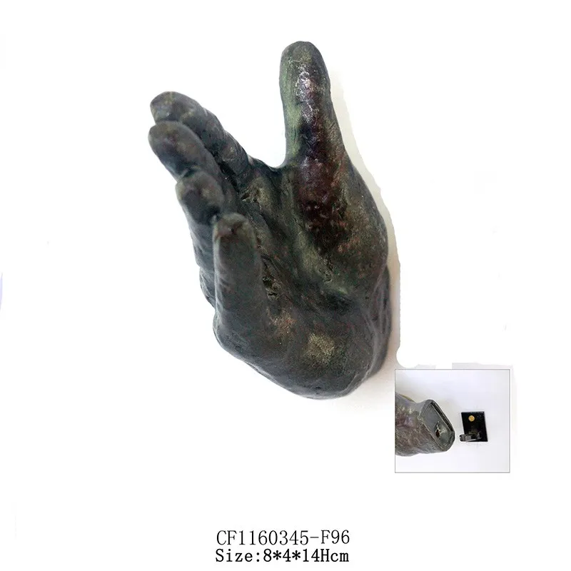 Hooks Decorative Wall Resin Hand Sculpture Wall Decor factory