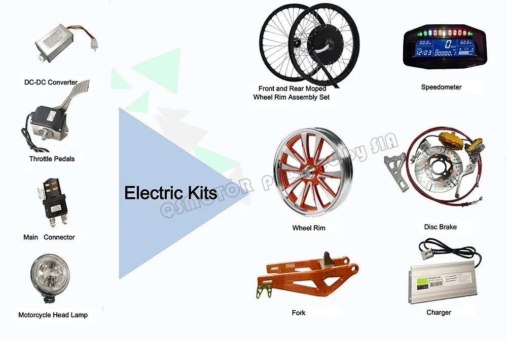 Dual 8000W 40kW Peak 96V 125KPH Brushless DC Gearless In Wheel Hub Motor Electric Hybrid Car Conversion Motor Kit