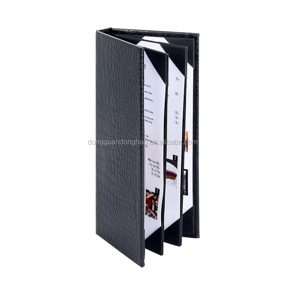 4pages Pu Leather Hotel Menu Folders Food List Menu Covers Coffee