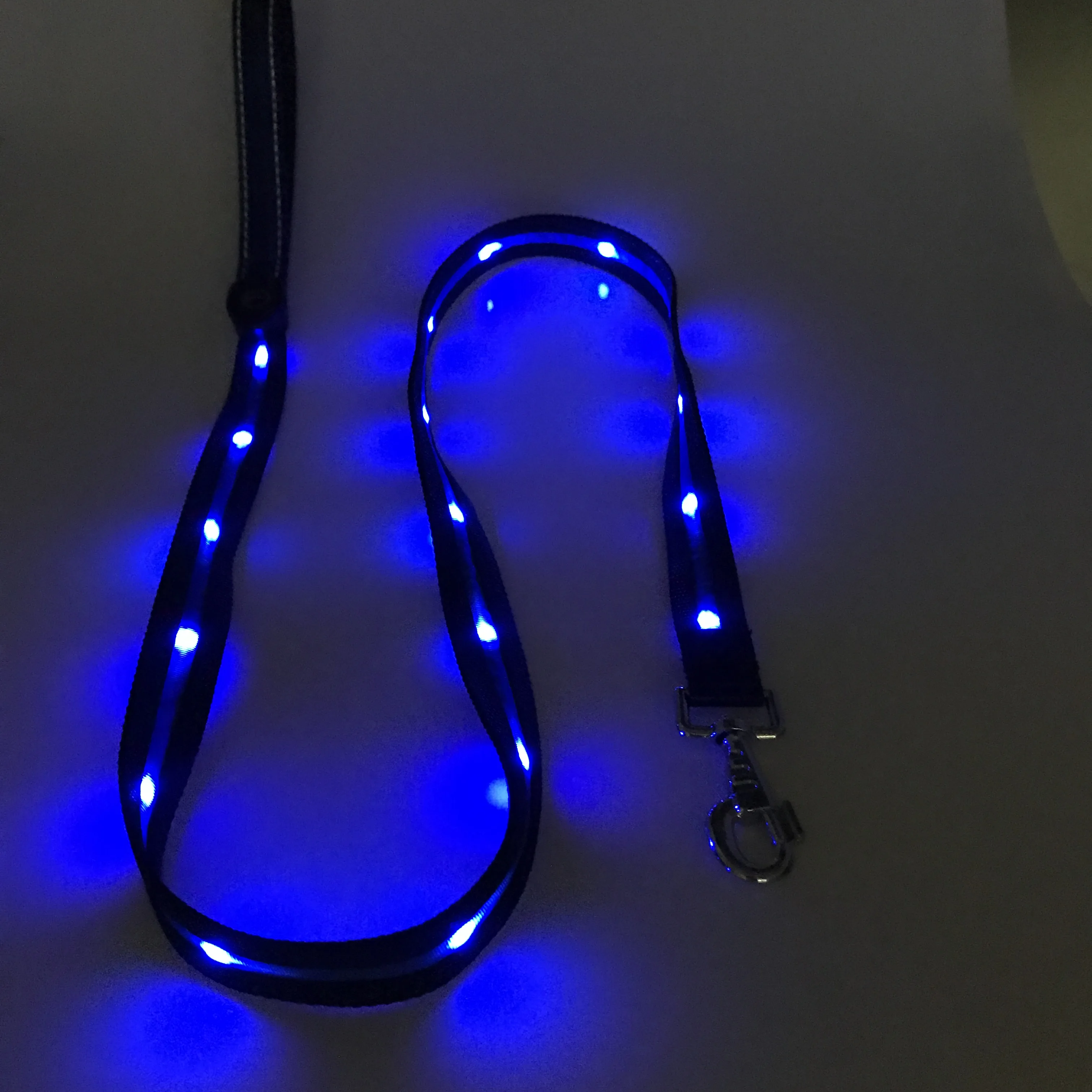 Glowing in dark Custom USB Rechargeable Flashing Light LED Pet Dog Leash and Collar