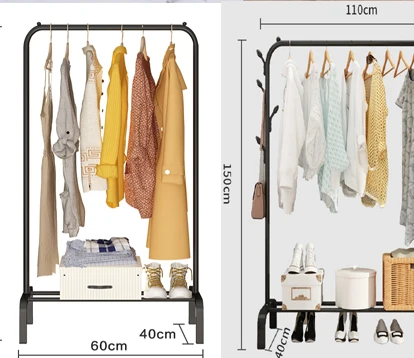 Portable telescopic stand steel foldable coat cloth hanger rack