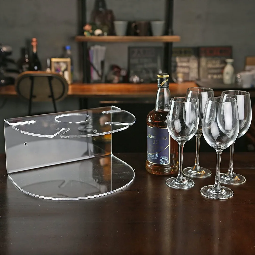 Clear Acrylic Wine Bottle Rack For 4 Glass Stemware Stands Buy Acrylic Wine Stands,Wall