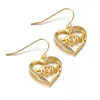 Mothers day gift gold plated mom heart earrings with crystal dangle earring