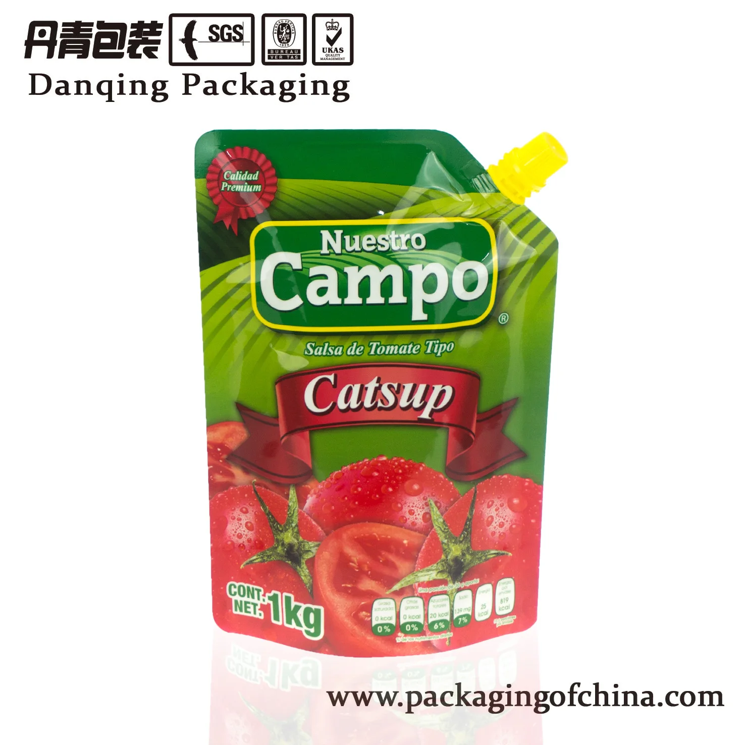 China DQ PACK special flexible packaging doypack with spout for ketchup ,chilli ,mayo sauce