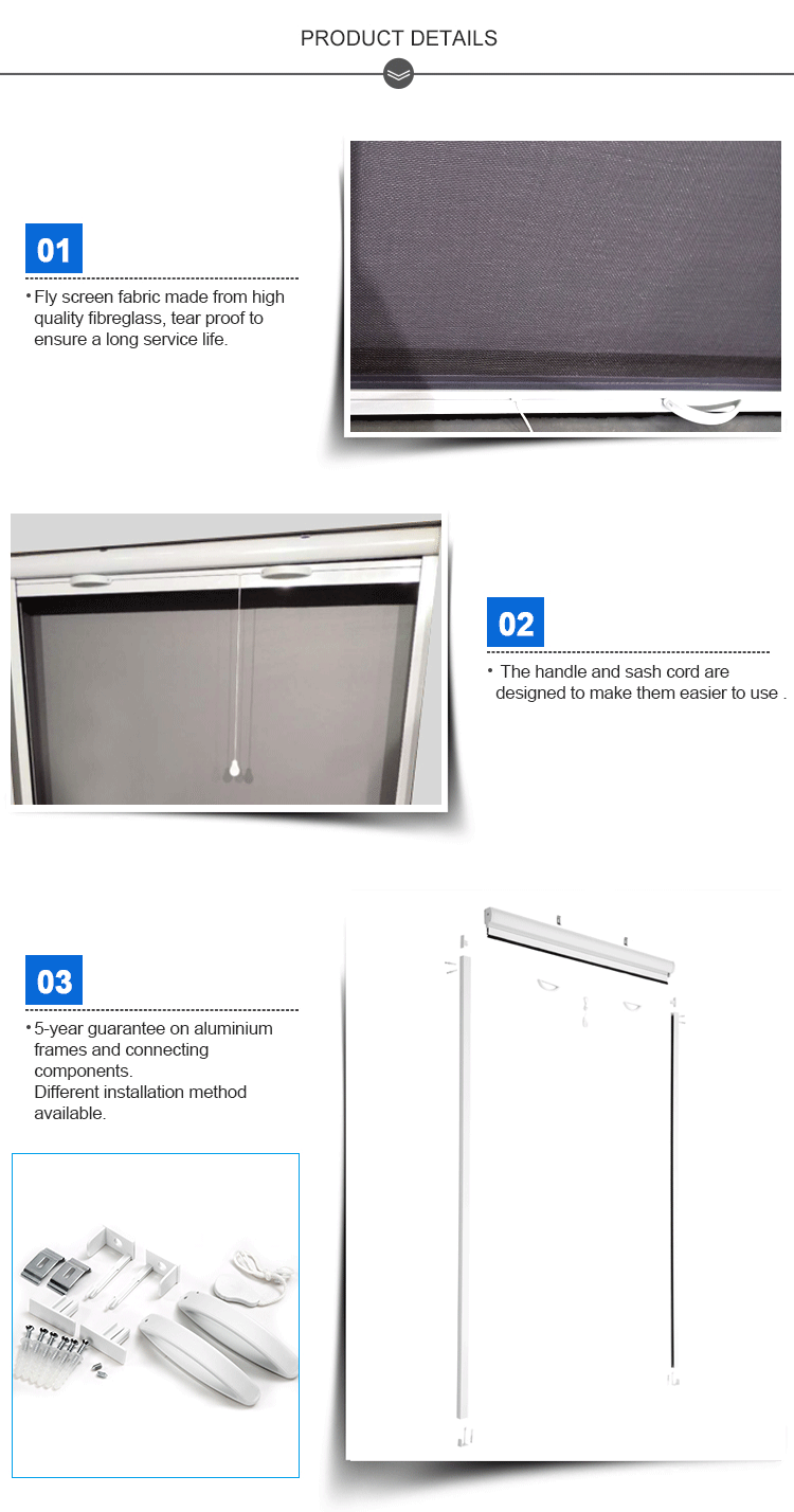 Retractable Mosquito Aluminum Roll Up Insect Screens Windows