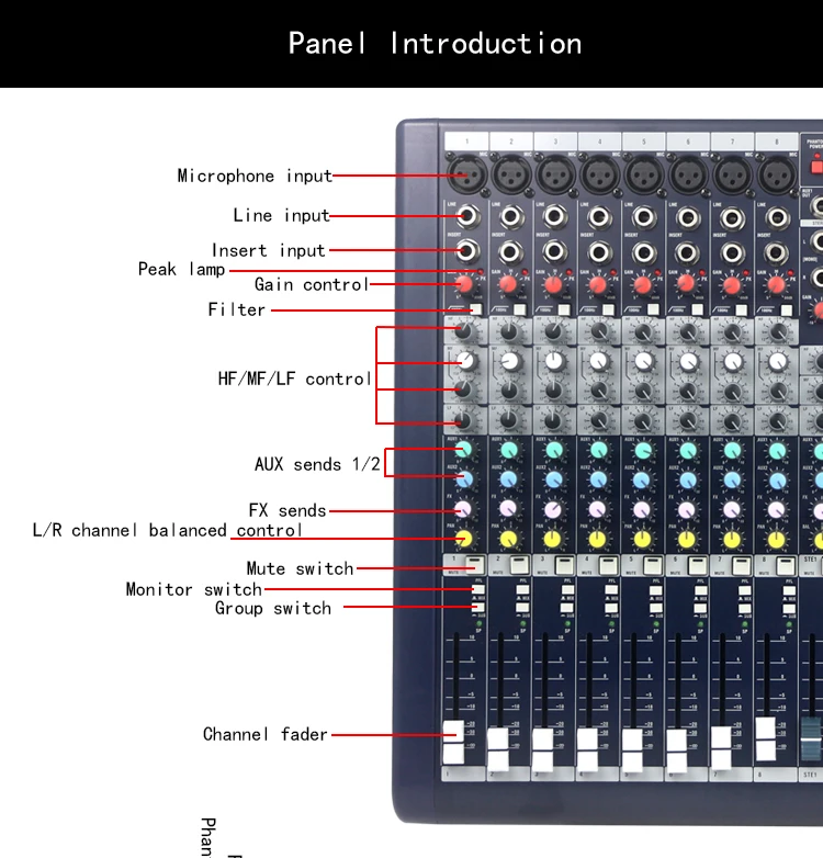 Professional sound mixing table dsp karaoke mixer with echo for music mixer dj system