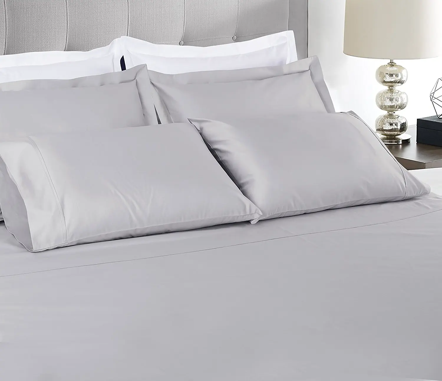 Raj Linen Queen Size Sheet Set Grey 600 TC 100/% Cotton Luxury Bedding Sheet Set