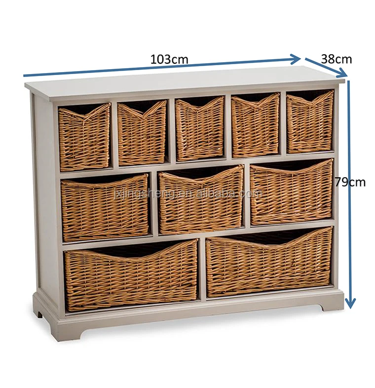 Wooden Storage Bench Seat Hallway Bathroom Wicker Cabinet Chest Basket 2 Drawers