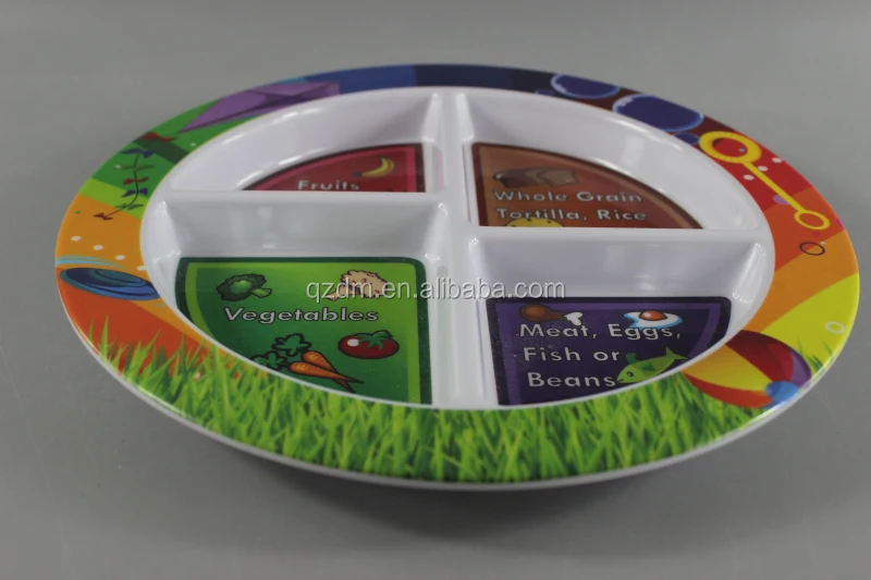 9inch Melamine 4 Divide Dish Plastic Food Section plate