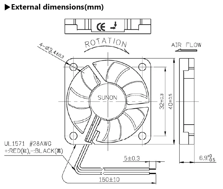 Standard SUNON Maglev 4006 40x6 40mm 40x40 Mini Exhaust Electric ...