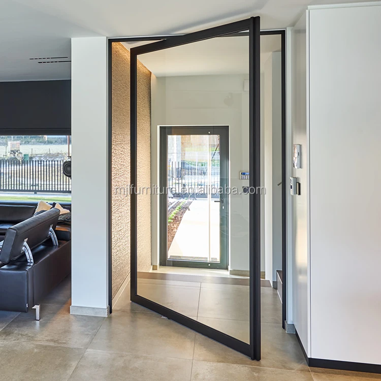 China Wholesale Customized Size Aluminum Glass Pivot Entry Doors