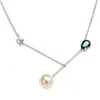 sterling silver north start galaxy pearl and green crystal necklace