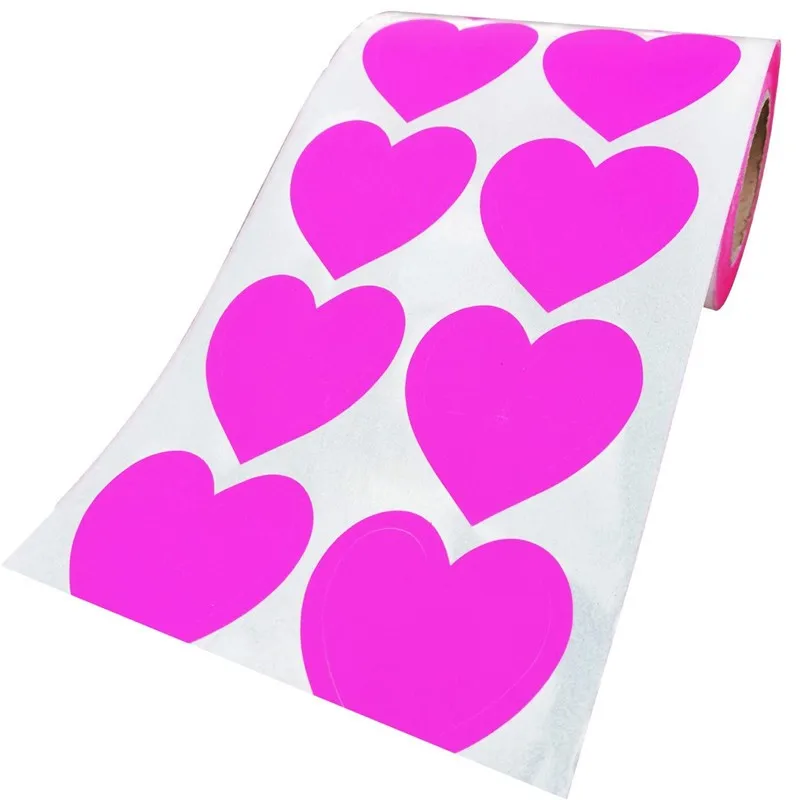 Red Heart Shape Stickers,Removable Self Adhesive Hearts Shape Labels