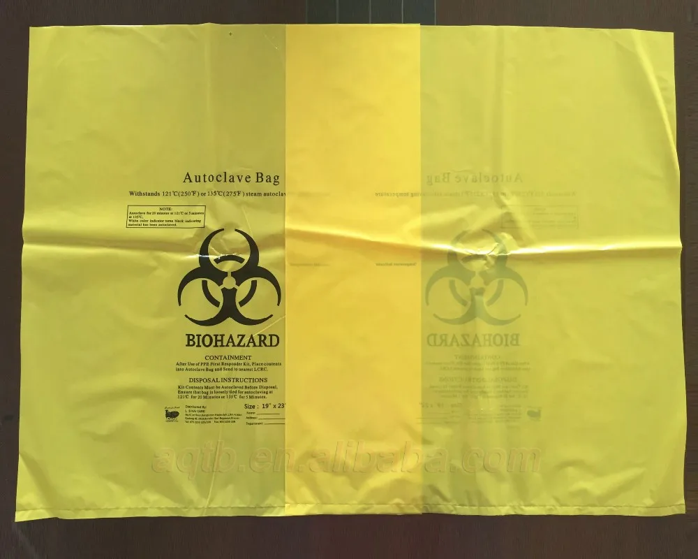 Biohazard Medical Waste Bags For Clinical Waste,Yellow Color Biohazard ...