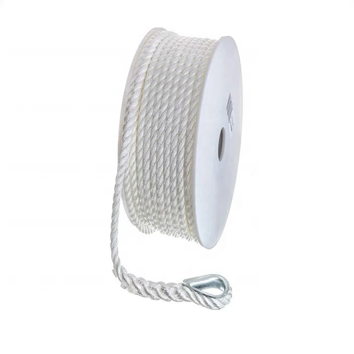 Top quality customized package and size pp/ polyester/ nylon 3 strand twisted anchor line rope for sailboat, yacht marine rope