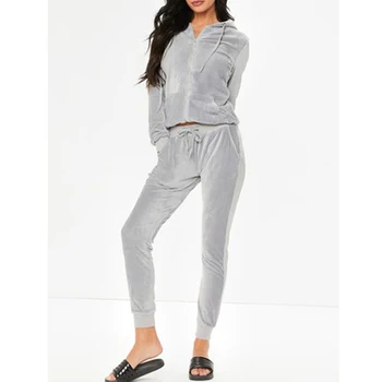 grey velvet tracksuit womens