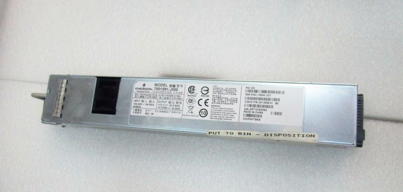 Alimentatore Cisco Nexus 5500 – N55-PAC-750W, Flusso Anteriore-posteriore, 750W