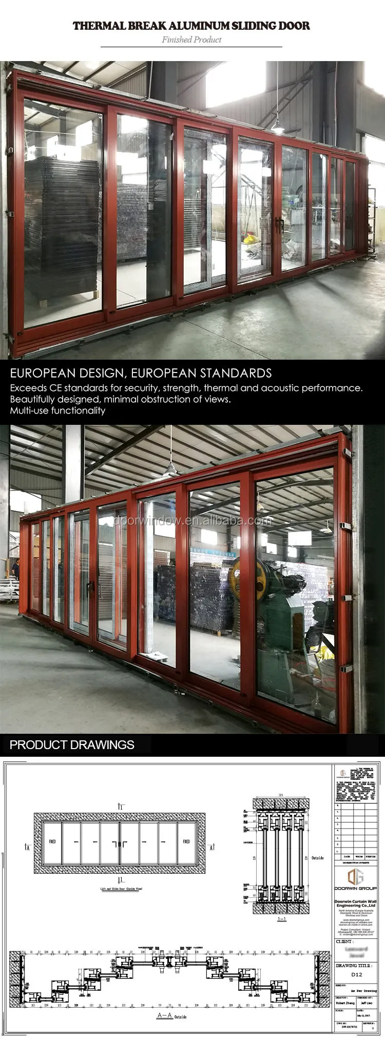 China manufacturers patio aluminium sliding door double glass lift sliding door