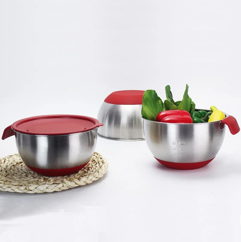 Mixing Bowl With Lid Set 5 Piece Stainless Steel Mixing Nesting Bowls For Salad - View #3