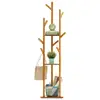 Bamboo Coat Rack Hat and Cloth Stand with 9 Hooks Free Standing Display Hall Tree