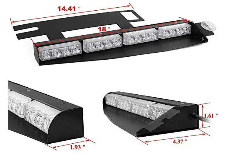 Htauto 12v Emergency Led Sun Visor Strobe Light Bar Red Blue Amber