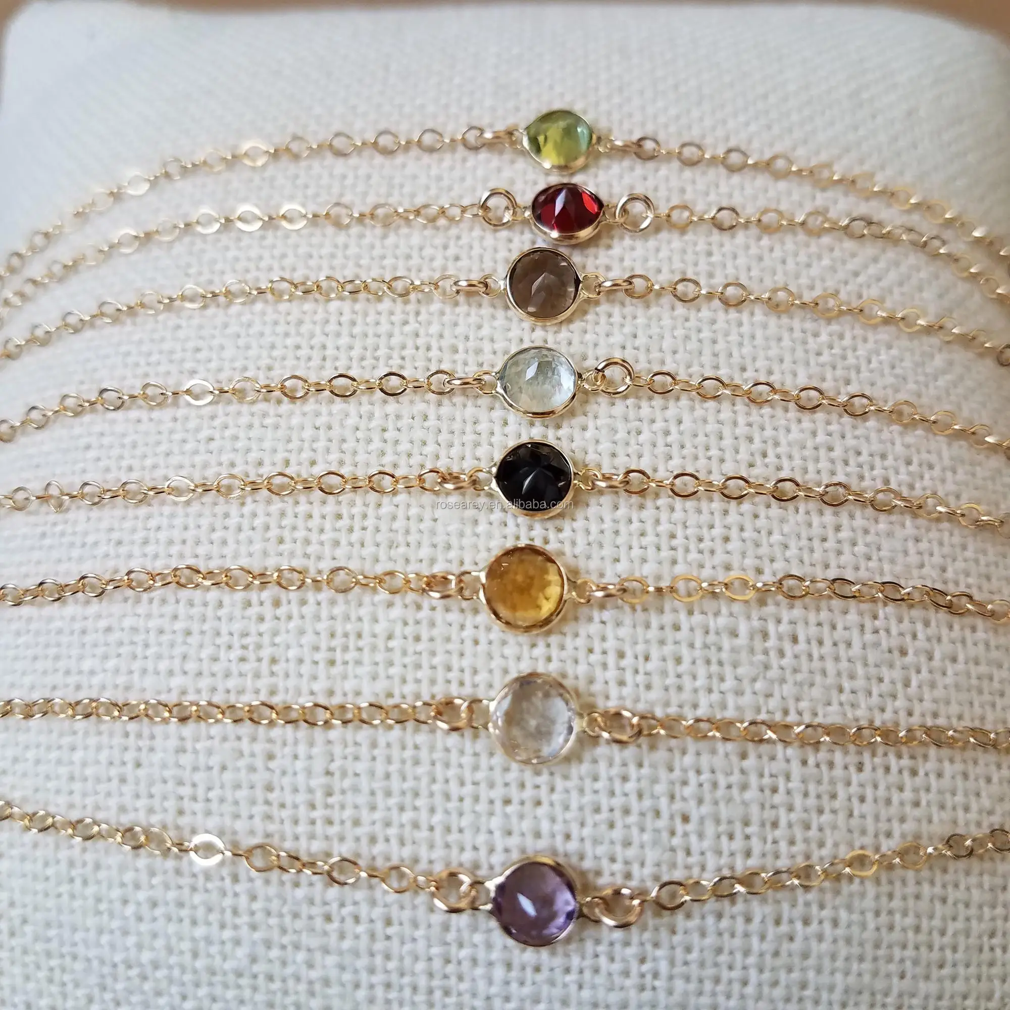 Natural Sapphire Raw Stone Bracelets 14k Gold Chain Minimal Crystal