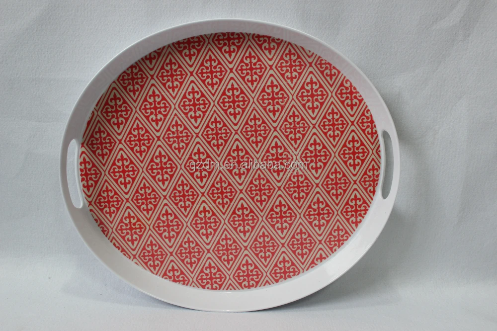 Melamine round tray Plastic oval with handle