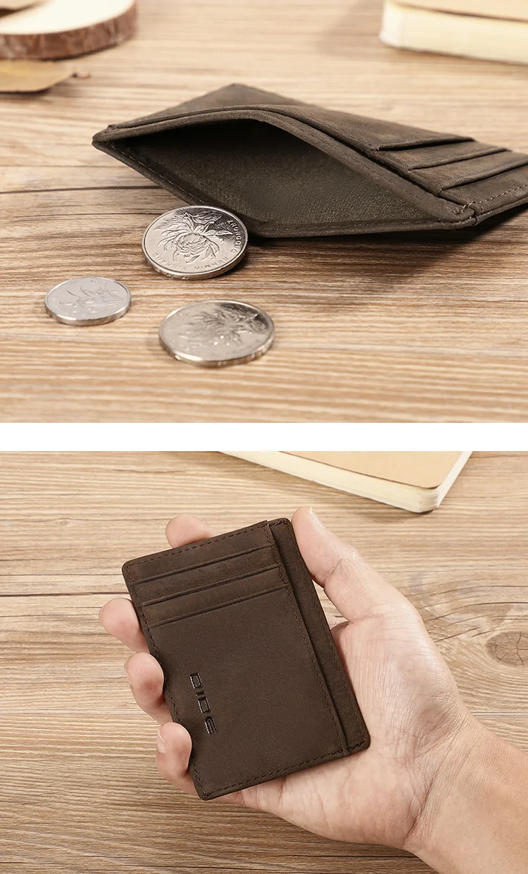 DIDE OEM Small Size Business Custom Genuine Leather Man ID Credit Card Holder