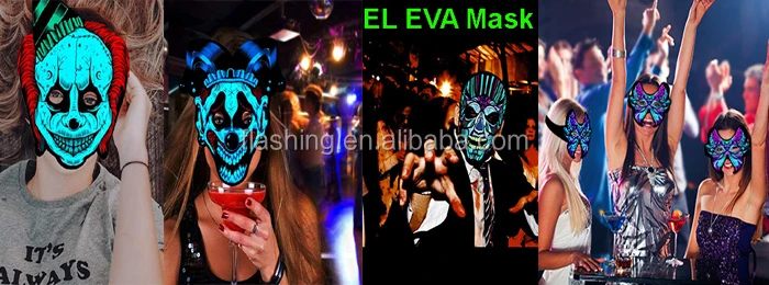 High brightness Lighting up EL Wire Mask,flashing wire mask