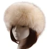 China Factory Wholesale Flat Leather Top Round Hat Faux Mink Fur Russian Military Hat
