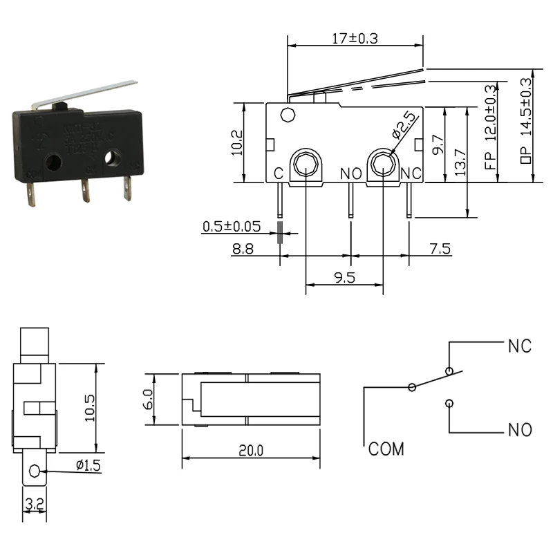 5a 250vac Push Button Micro Switch With Wire Harness Buy Push Button