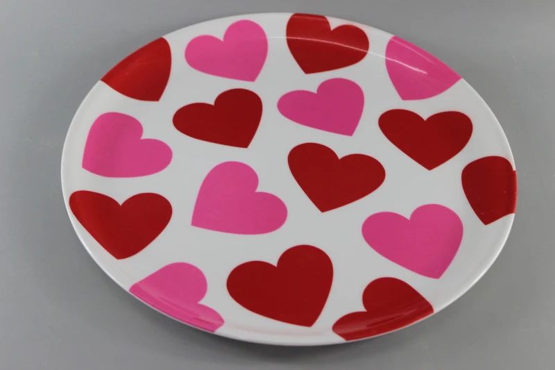 Plastic Dinner Plaste Melamine Loving Heart Dishes Valentine's day